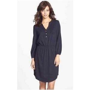 Lilly Pulitzer Beckett Shirtdress-Jersey Knit-Womens M-navy Blue-Elastic waist